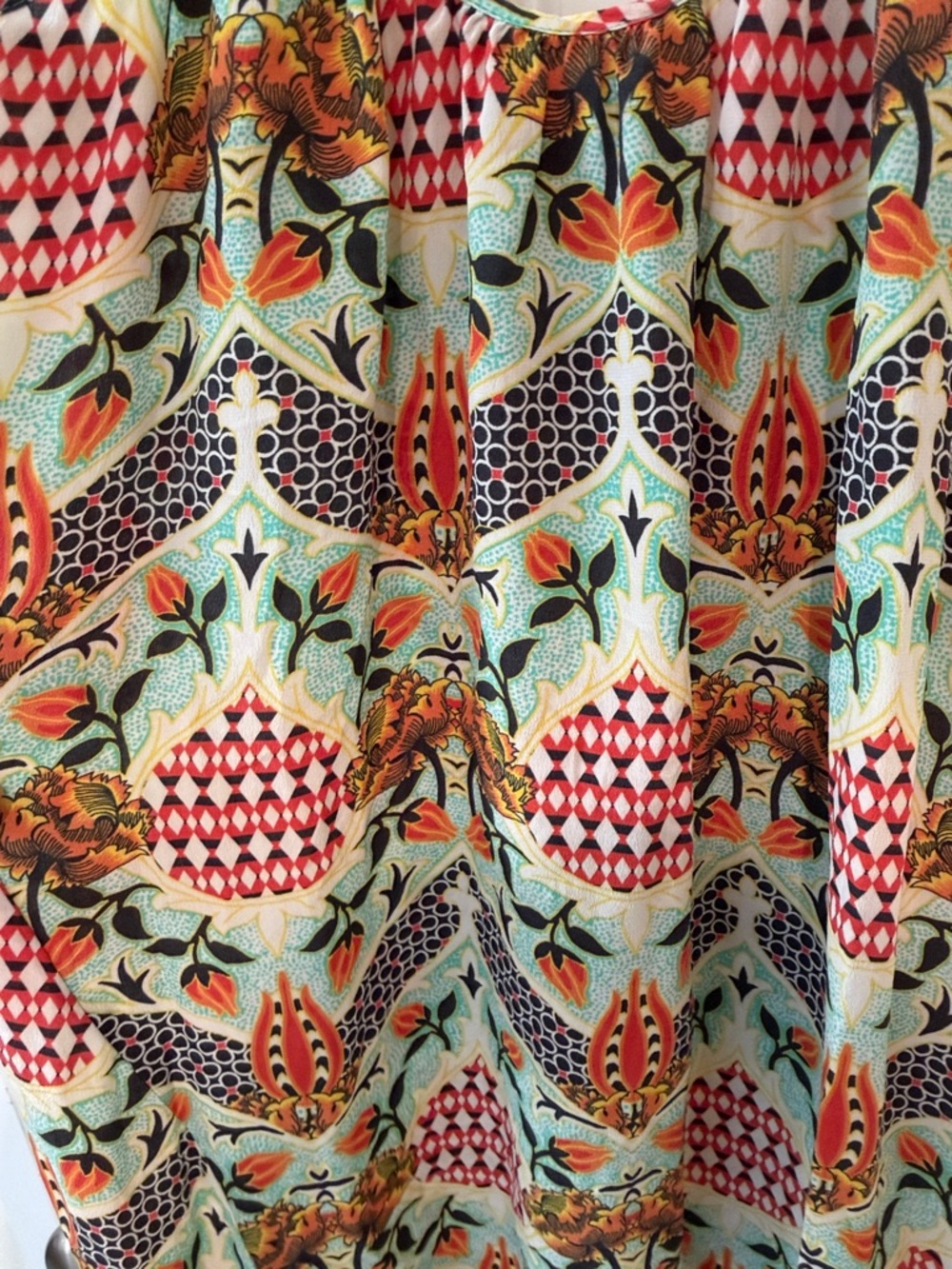 Boho Floral Maxi Dress in Mint and Coral - Picture 3 of 7
